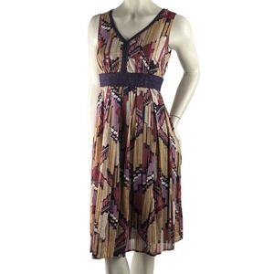 Axcess by Liz Claiborne Abstract Print Sleeveless Dress Boho Retro Style M